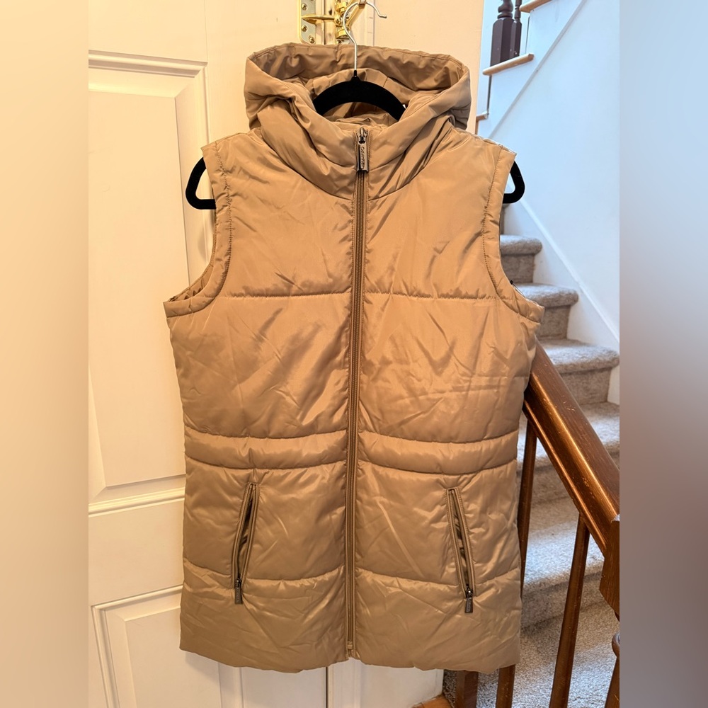 Calvin Klein Beige Hooded Puffer Vest